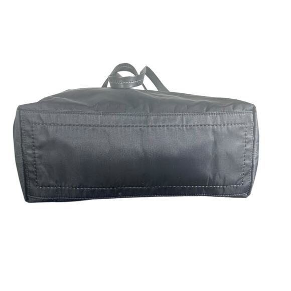 Cole Haan Black Nylon Tote Bag Leather Trim Zip Top Shoulder Bag Travel Purse - Picture 4 of 10